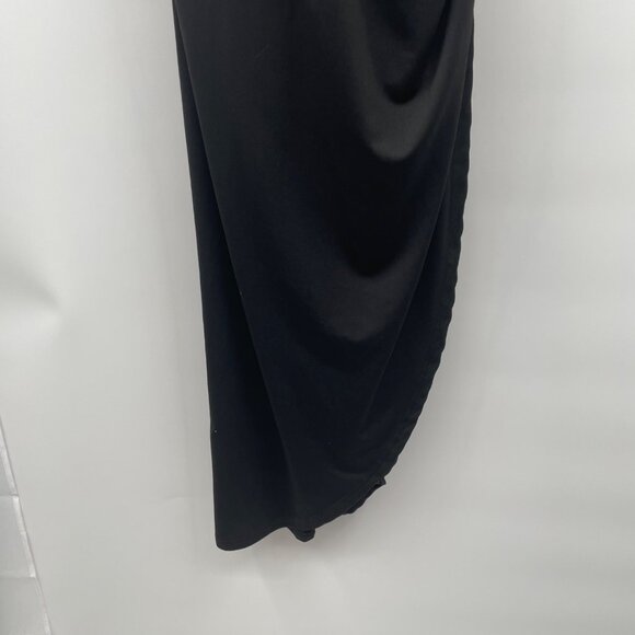 Baltic Born Womens Asymmetric Sheath Maxi Dress Spaghetti Straps Black Sz Large - Picture 3 of 9